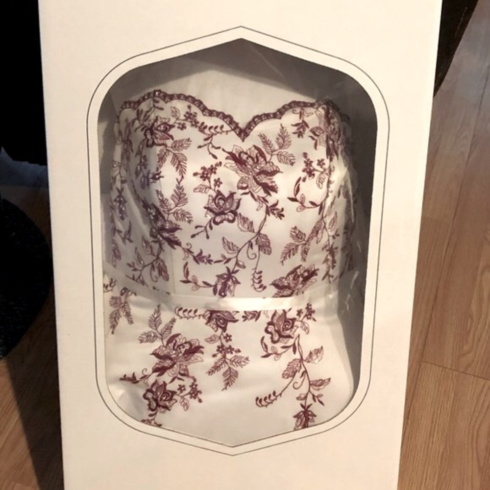 Beautiful White and Apple Red Embroidered Wedding Gown from David's Bridal, 16W